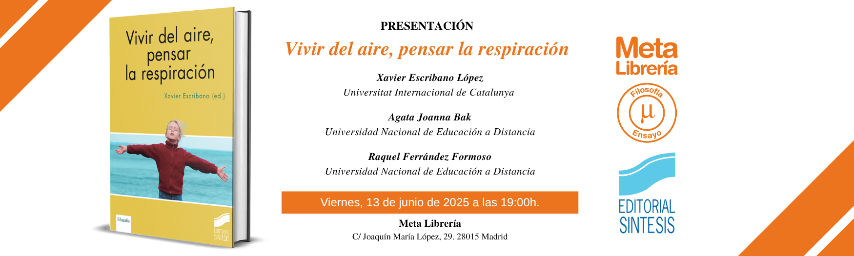 Presentación del libro Vivir del aire, pensar la respiración en Meta Librería