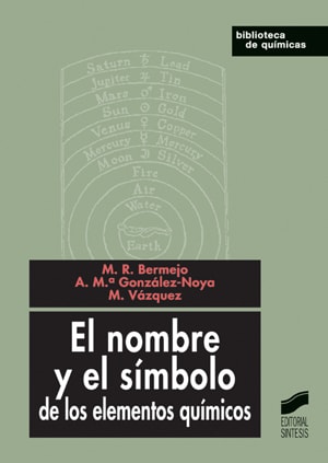 Portada del título el nombre y el símbolo de los elementos químicos